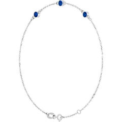14K White Gold Natural Blue Sapphire Bezel-Set 3-Stone 6 1/2-7 1/2" Bracelet