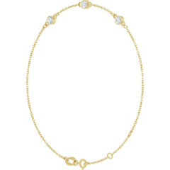 14K Yellow Gold Natural White Sapphire Bezel-Set 3-Stone 6 1/2-7 1/2" Bracelet