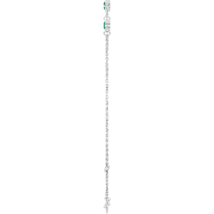 14K White Gold Lab-Grown Emerald Bezel-Set 3-Stone 6 1/2-7 1/2" Bracelet
