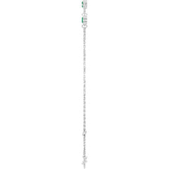 14K White Gold Lab-Grown Emerald Bezel-Set 3-Stone 6 1/2-7 1/2" Bracelet