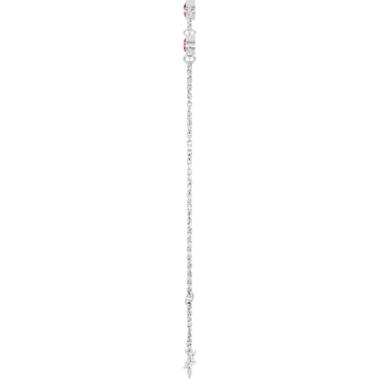 14K White Gold Natural Pink Tourmaline Bezel-Set 3-Stone 6 1/2-7 1/2" Bracelet