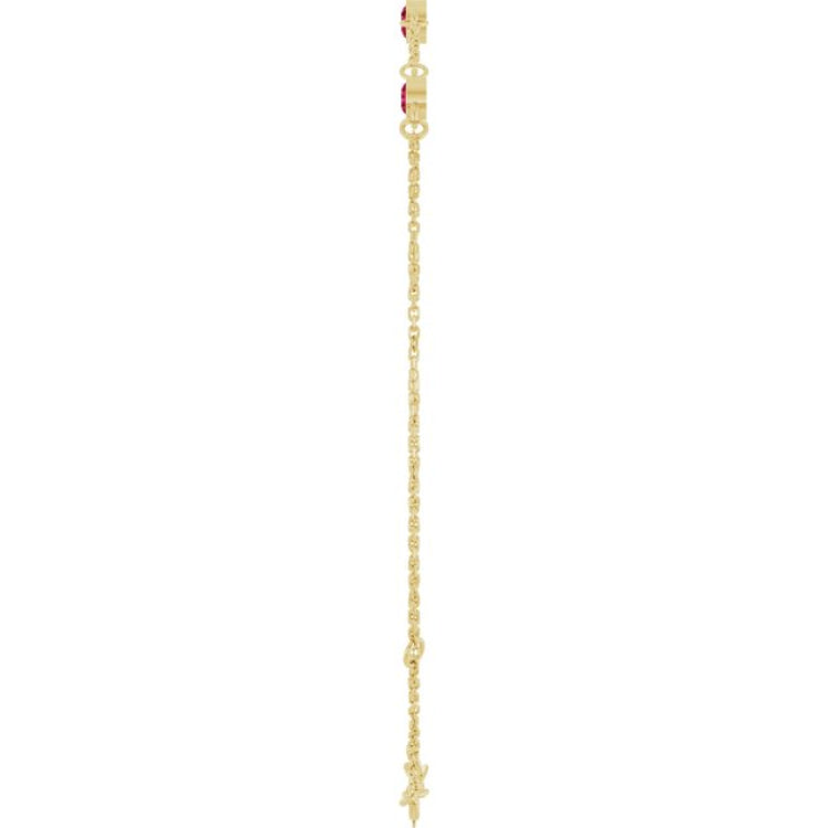 14K Yellow Gold Lab-Grown Ruby Bezel-Set 3-Stone 6 1/2-7 1/2" Bracelet