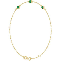 14K Yellow Gold Natural Emerald Bezel-Set 3-Stone 6 1/2-7 1/2" Bracelet