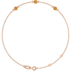 14K Rose Gold Natural Citrine Bezel-Set 3-Stone 6 1/2-7 1/2" Bracelet