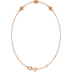 14K Rose Gold Natural Citrine Bezel-Set 3-Stone 6 1/2-7 1/2" Bracelet