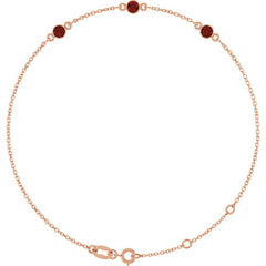 14K Rose Gold Natural Mozambique Garnet Bezel-Set 3-Stone 6 1/2-7 1/2" Bracelet