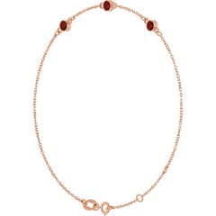 14K Rose Gold Natural Mozambique Garnet Bezel-Set 3-Stone 6 1/2-7 1/2" Bracelet