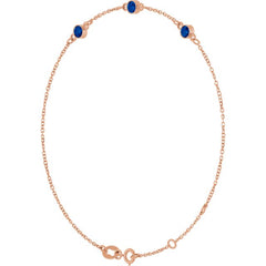 14K Rose Gold Lab-Grown Blue Sapphire Bezel-Set 3-Stone 6 1/2-7 1/2" Bracelet