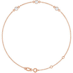 14K Rose Gold 1/4 CTW Natural Diamond Bezel-Set Three-Stone 6 1/2-7 1/2" Bracelet