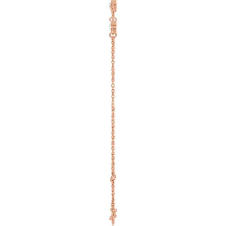 14K Rose Gold 1/4 CTW Natural Diamond Bezel-Set Three-Stone 6 1/2-7 1/2" Bracelet