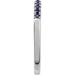 14K White Gold Natural Blue Sapphire Stackable Ring