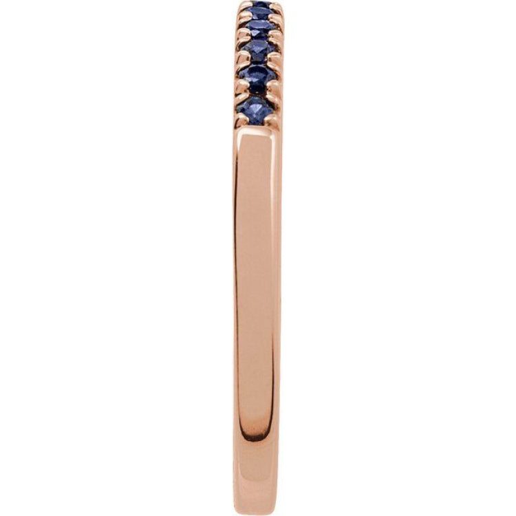 14K Rose Gold Natural Blue Sapphire Stackable Ring