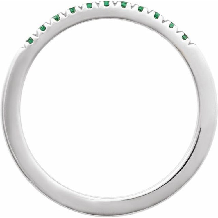 14K White Gold Natural Emerald Stackable Ring