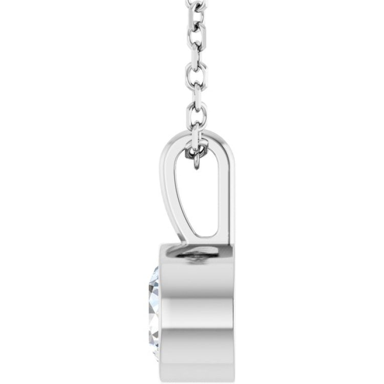 Sterling Silver 1/2 CT Natural Diamond Bezel-Set Solitaire 16-18" Necklace