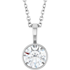 Platinum 3/4 CT Natural Diamond Bezel-Set Solitaire 16-18" Necklace