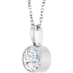 Sterling Silver 9/10 CT Natural Diamond Bezel-Set Solitaire 16-18" Necklace