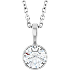 Platinum 1/2 CT Lab-Grown Diamond Bezel-Set Solitaire 16-18" Necklace