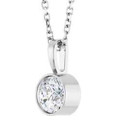 Platinum 1/2 CT Lab-Grown Diamond Bezel-Set Solitaire 16-18" Necklace