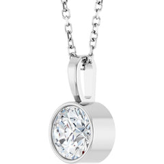 Sterling Silver 5/8 CT Lab-Grown Diamond Bezel-Set Solitaire 16-18" Necklace