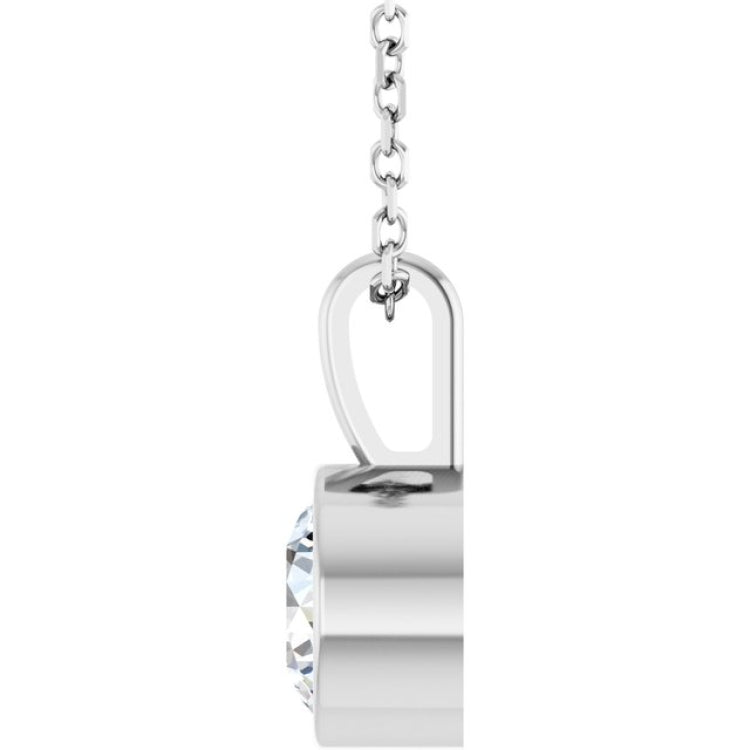 Sterling Silver 5/8 CT Lab-Grown Diamond Bezel-Set Solitaire 16-18" Necklace