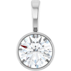 Sterling Silver 1/2 CT Natural Diamond Bezel-Set Solitaire Pendant