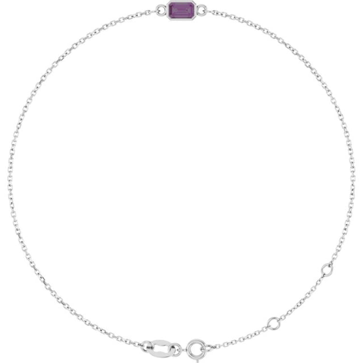 14K White Gold Lab-Grown Alexandrite 6 1/2-7 1/2" Bracelet