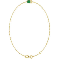 14K Yellow Gold Natural Emerald 6 1/2-7 1/2" Bracelet