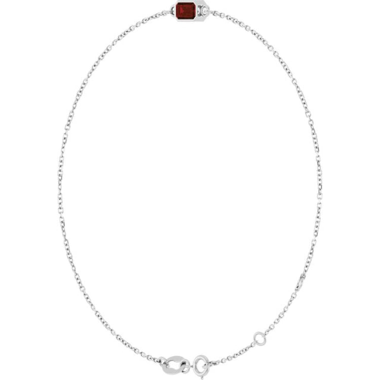 14K White Gold Natural Mozambique Garnet 6 1/2-7 1/2" Bracelet