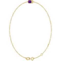 14K Yellow Gold Natural Amethyst 6 1/2-7 1/2" Bracelet