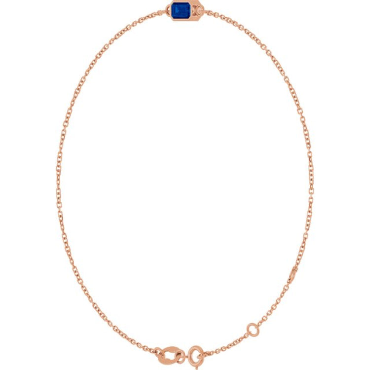 14K Rose Gold Natural Blue Sapphire 6 1/2-7 1/2" Bracelet
