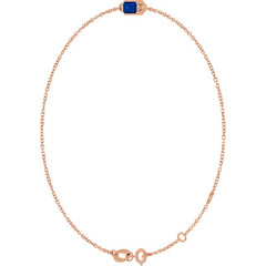 14K Rose Gold Natural Blue Sapphire 6 1/2-7 1/2" Bracelet