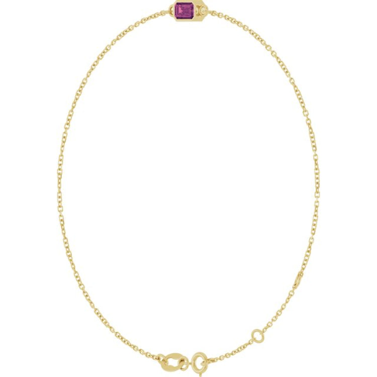 14K Yellow Gold Natural Pink Tourmaline 6 1/2-7 1/2" Bracelet