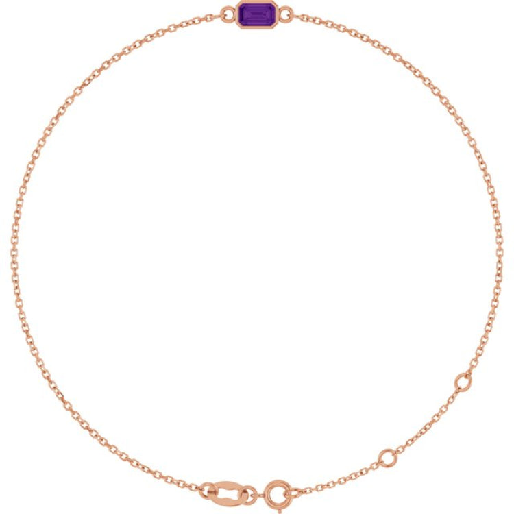 14K Rose Gold Natural Amethyst 6 1/2-7 1/2" Bracelet