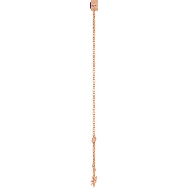 14K Rose Gold Natural Amethyst 6 1/2-7 1/2" Bracelet