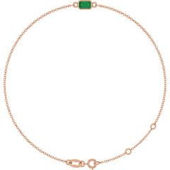 14K Rose Gold Lab-Grown Emerald 6 1/2-7 1/2" Bracelet