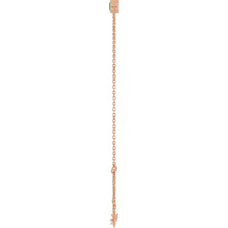 14K Rose Gold Lab-Grown Emerald 6 1/2-7 1/2" Bracelet