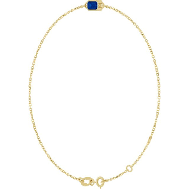 14K Yellow Gold Natural Blue Sapphire 6 1/2-7 1/2" Bracelet