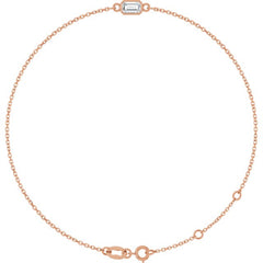 14K Rose Gold Natural White Sapphire 6 1/2-7 1/2" Bracelet