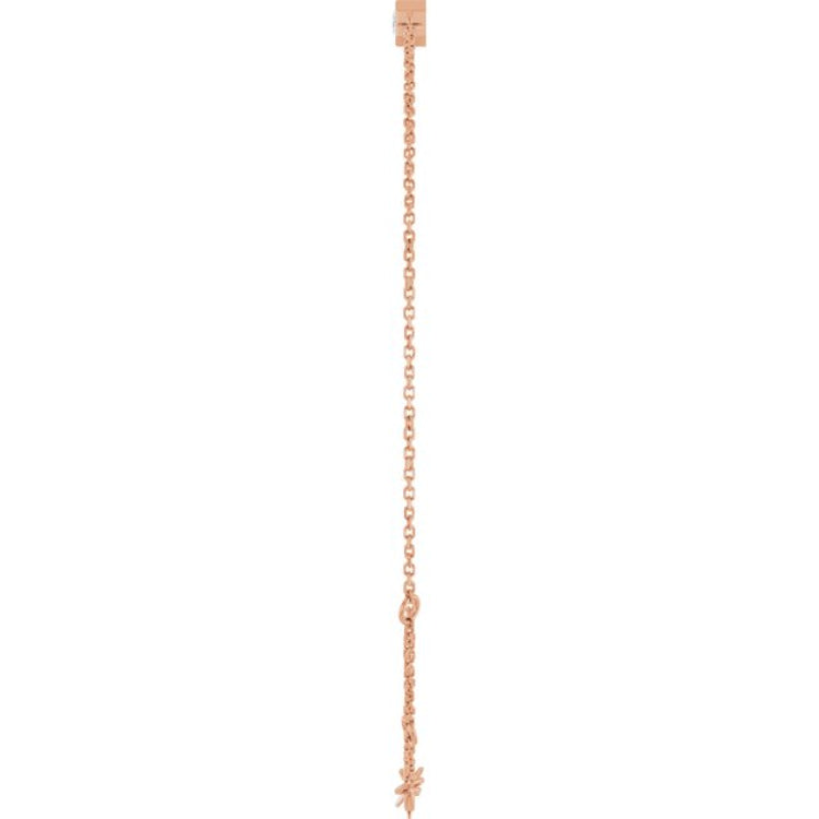 14K Rose Gold Natural White Sapphire 6 1/2-7 1/2" Bracelet