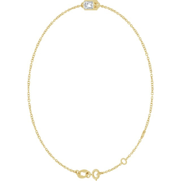 14K Yellow Gold Natural White Sapphire 6 1/2-7 1/2" Bracelet