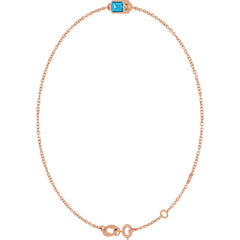 14K Rose Gold Natural Aquamarine 6 1/2-7 1/2" Bracelet