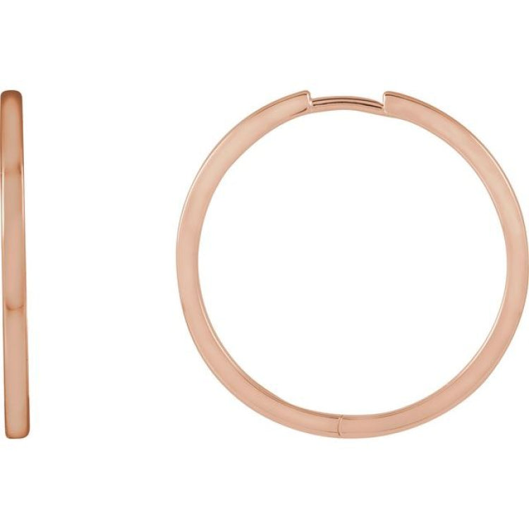 14K Rose Gold Hinged 25 mm Hoop Earrings