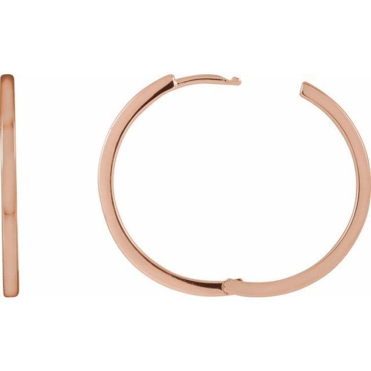 14K Rose Gold Hinged 25 mm Hoop Earrings