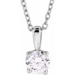 14K White Gold 3/4 CT Lab-Grown Diamond 18" Necklace