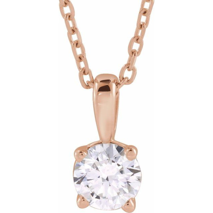 14K Rose Gold 2 CT Natural Diamond 18" Necklace