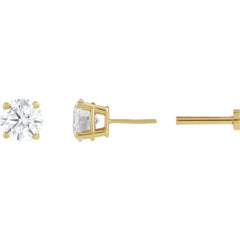 14K Yellow Gold 1/3 CT Natural Diamond Earring