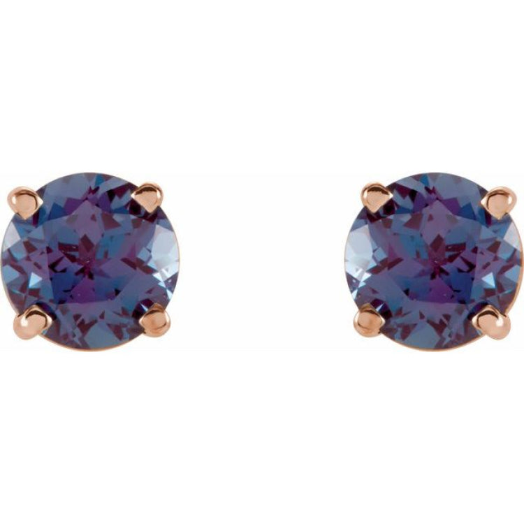 14K Rose Gold Lab-Grown Alexandrite Earring