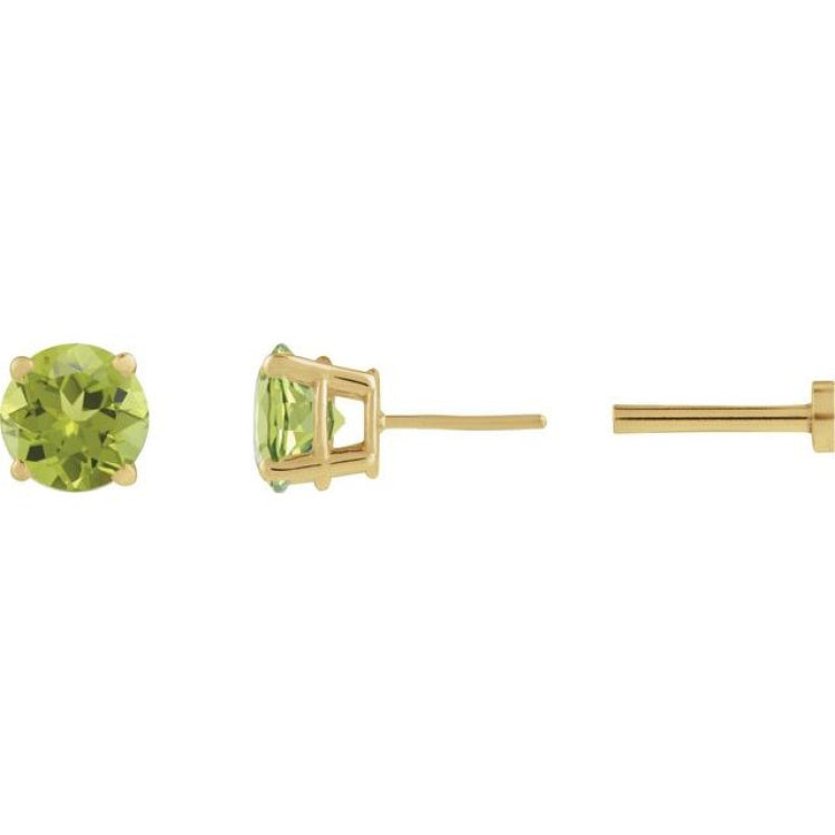 14K Yellow Gold Natural Peridot Earring