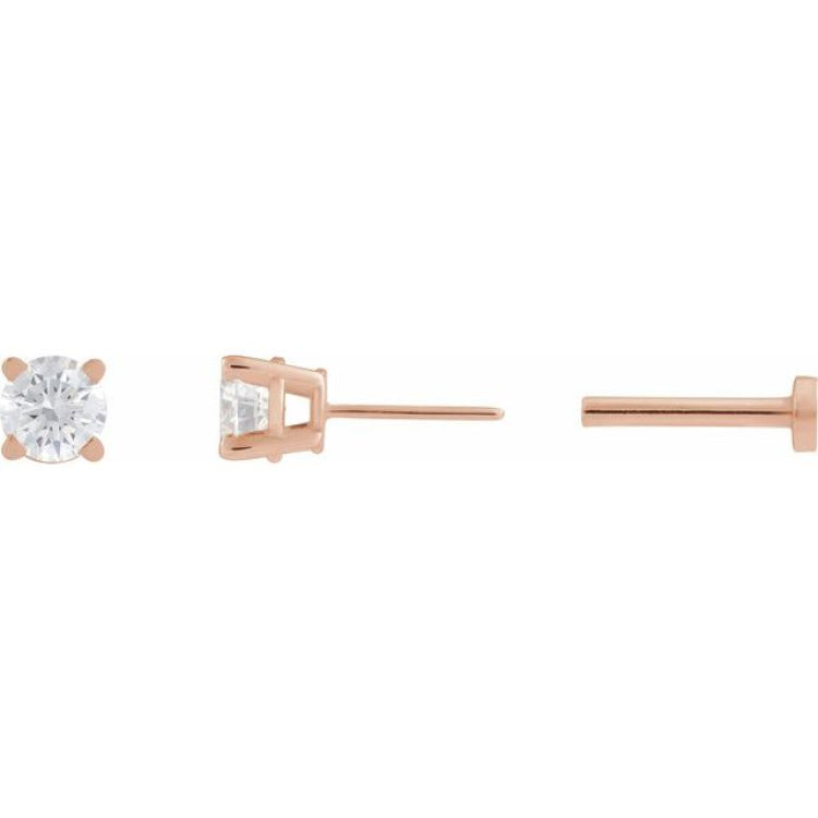 14K Rose Gold 1/6 CT Lab-Grown Diamond  Earring