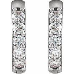 14K White Gold 1/4 CTW Natural Diamond Hinged 12.5 mm Hoop Earrings
